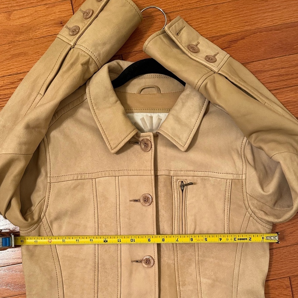 UGG Australia Genuine Lamb Leather Jacket - Tan Beige Button Up Coat, Size M - Picture 15 of 15